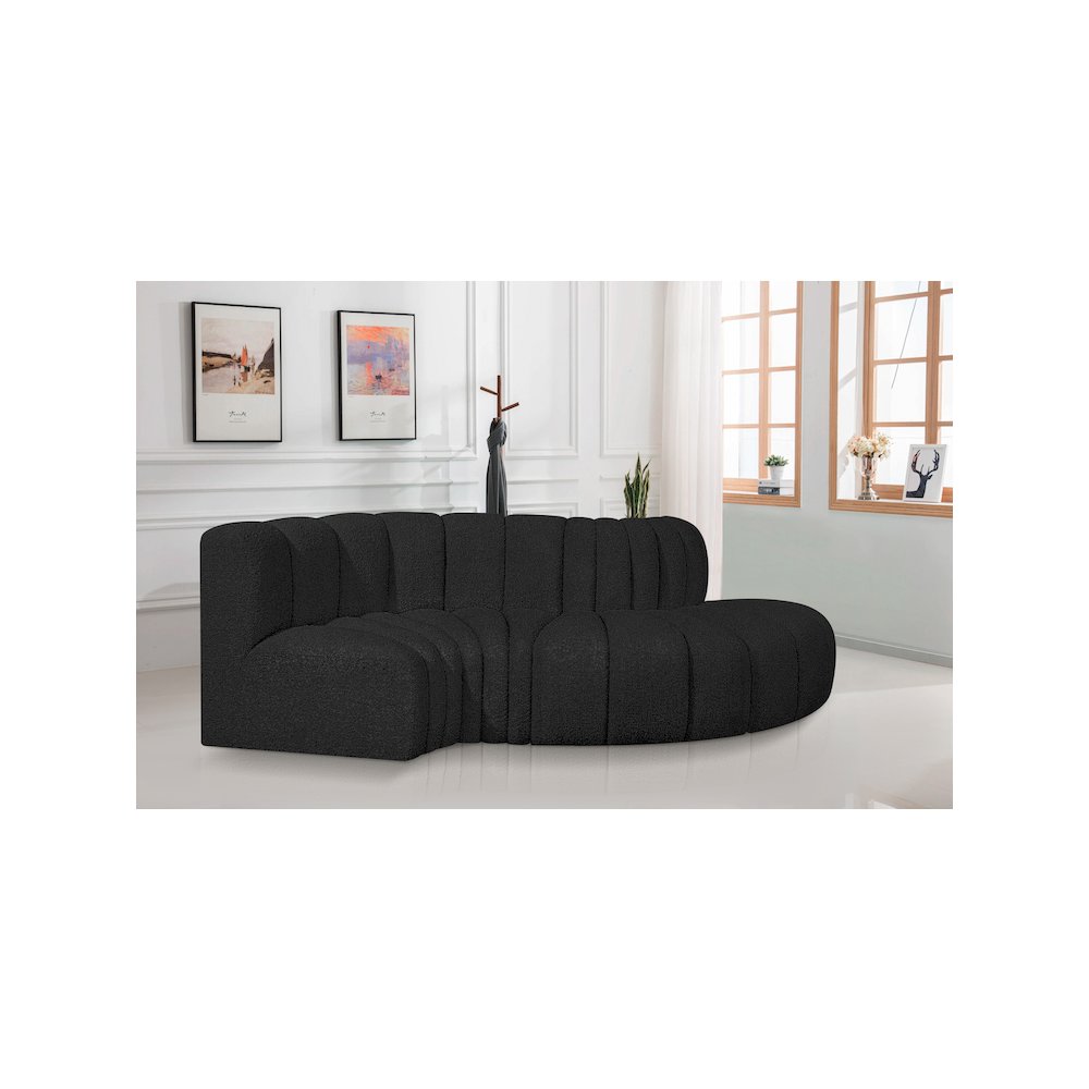Arc Black Boucle Fabric Modular Sofa