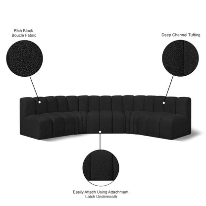 Arc Black Boucle Fabric Modular Sofa
