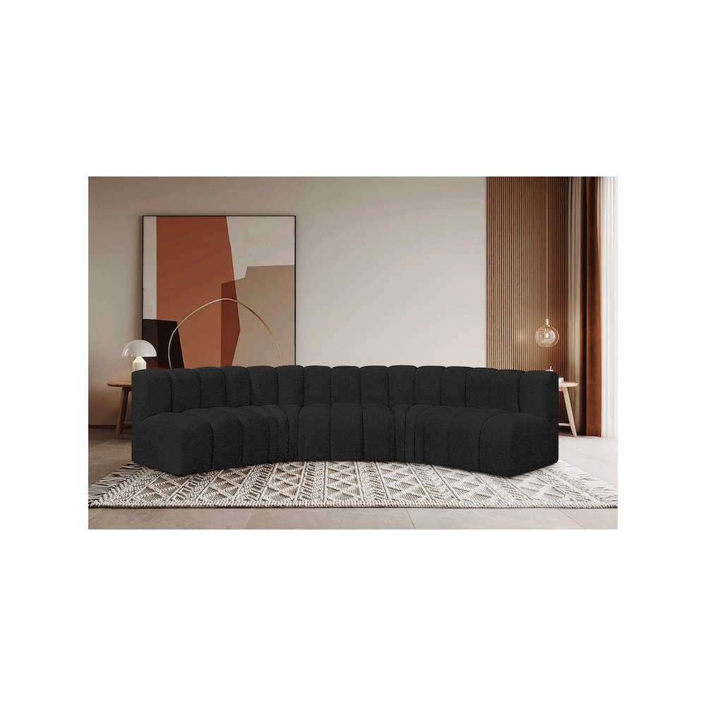 Arc Black Boucle Fabric Modular Sofa