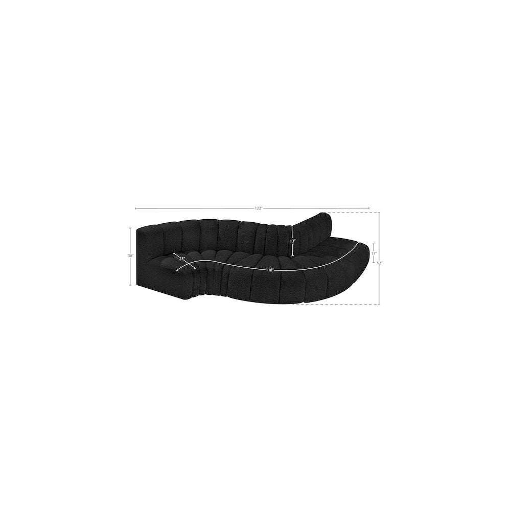 Arc Black Boucle Fabric Modular Sofa