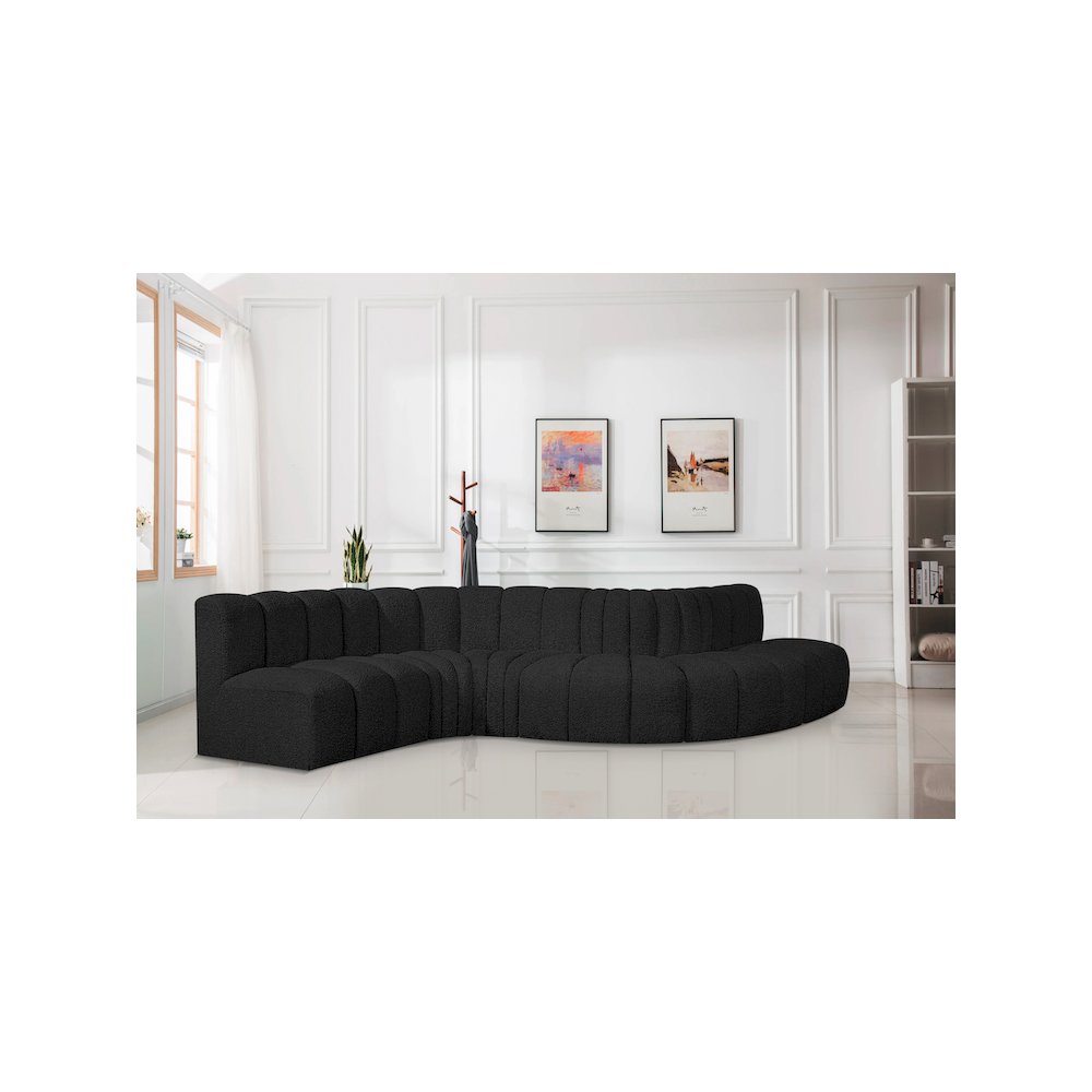 Arc Black Boucle Fabric Modular Sofa