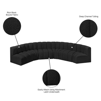 Arc Black Boucle Fabric Modular Sofa
