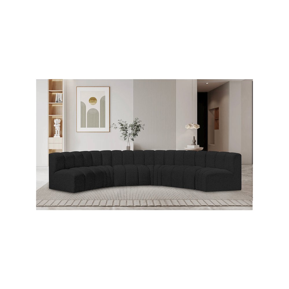 Arc Black Boucle Fabric Modular Sofa