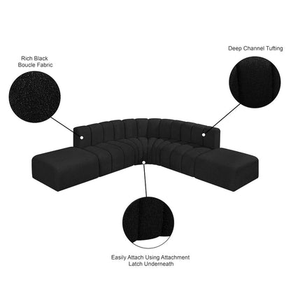 Arc Black Boucle Fabric Modular Sofa