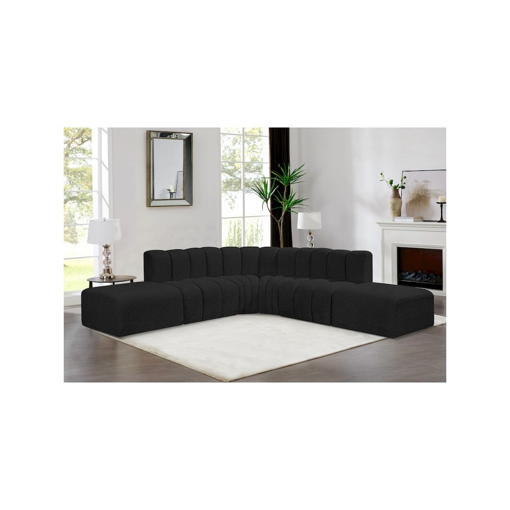 Arc Black Boucle Fabric Modular Sofa