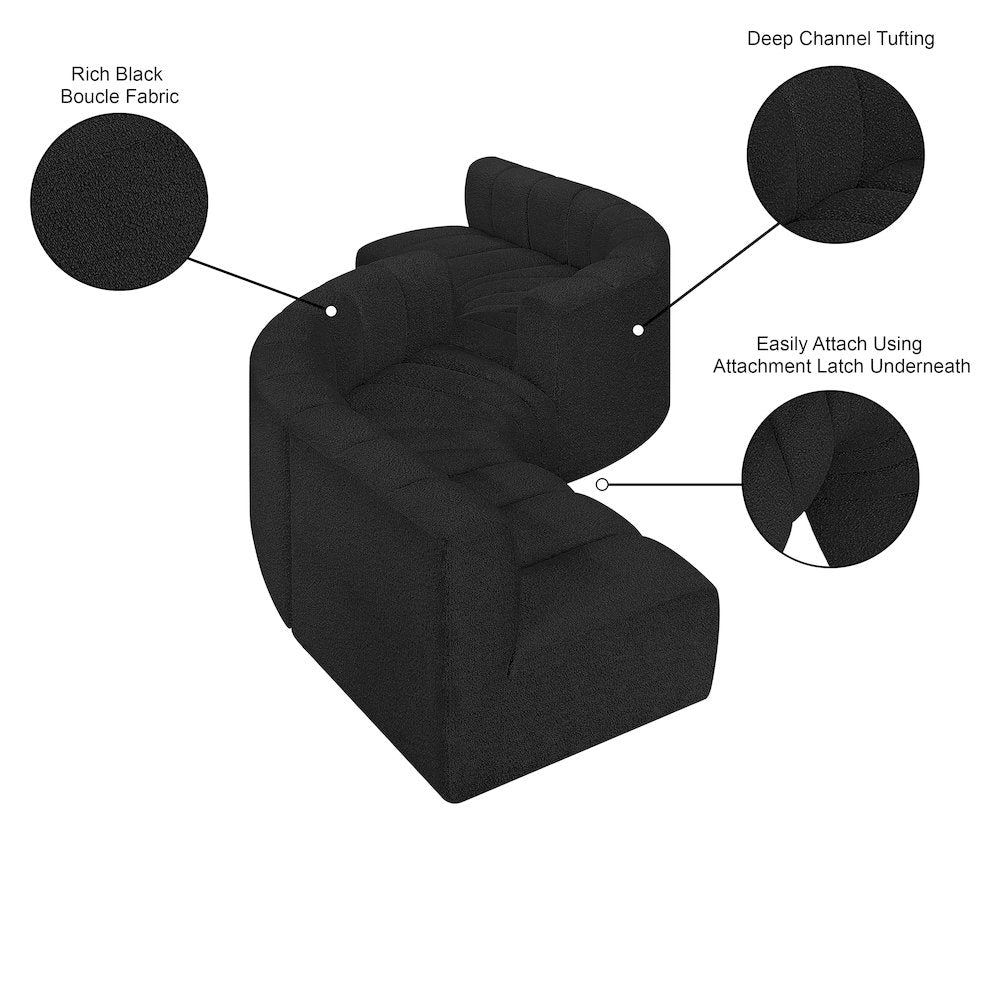 Arc Black Boucle Fabric Modular Sofa