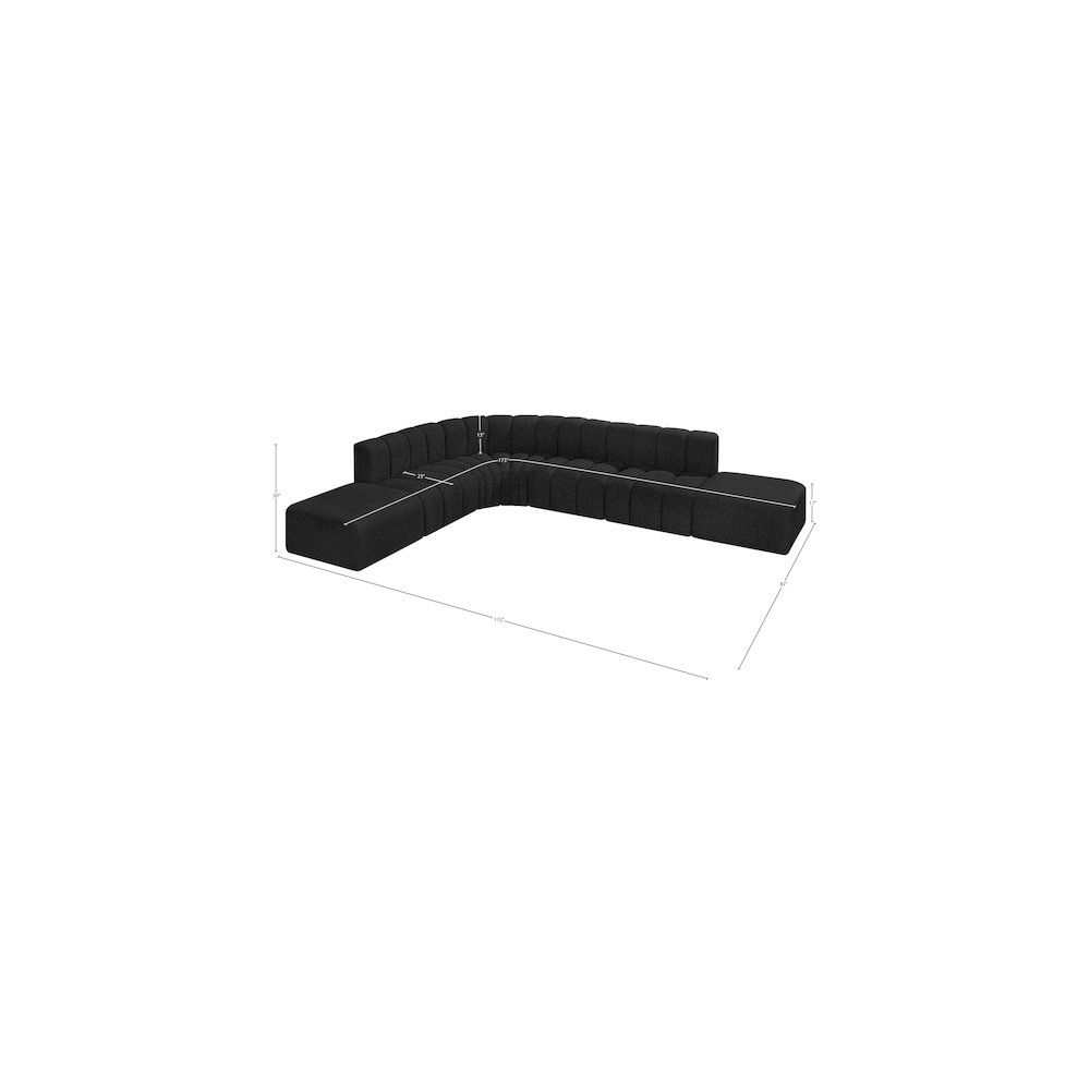 Arc Black Boucle Fabric Modular Sofa