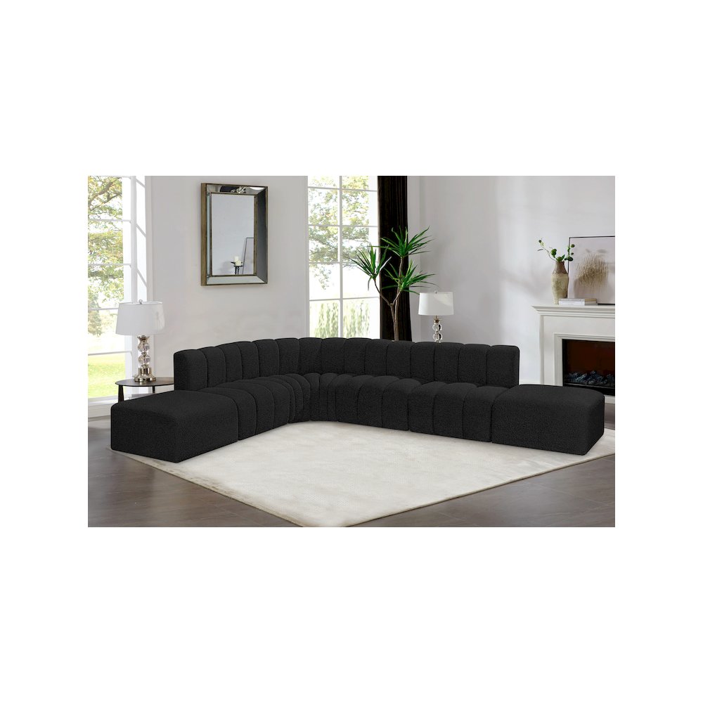 Arc Black Boucle Fabric Modular Sofa