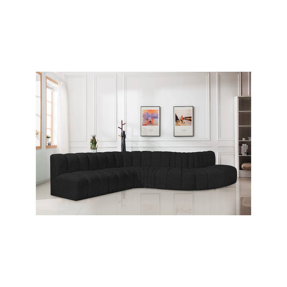 Arc Black Boucle Fabric Modular Sofa