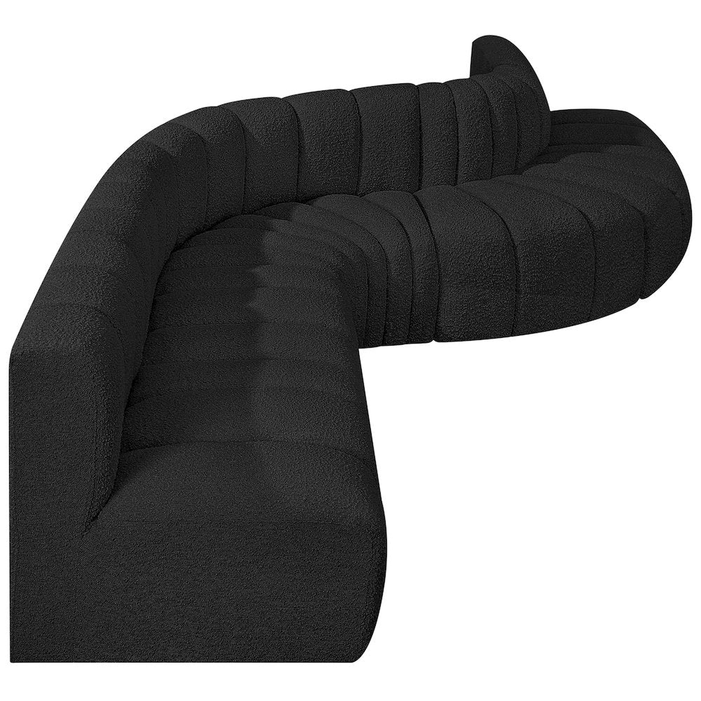 Arc Black Boucle Fabric Modular Sofa