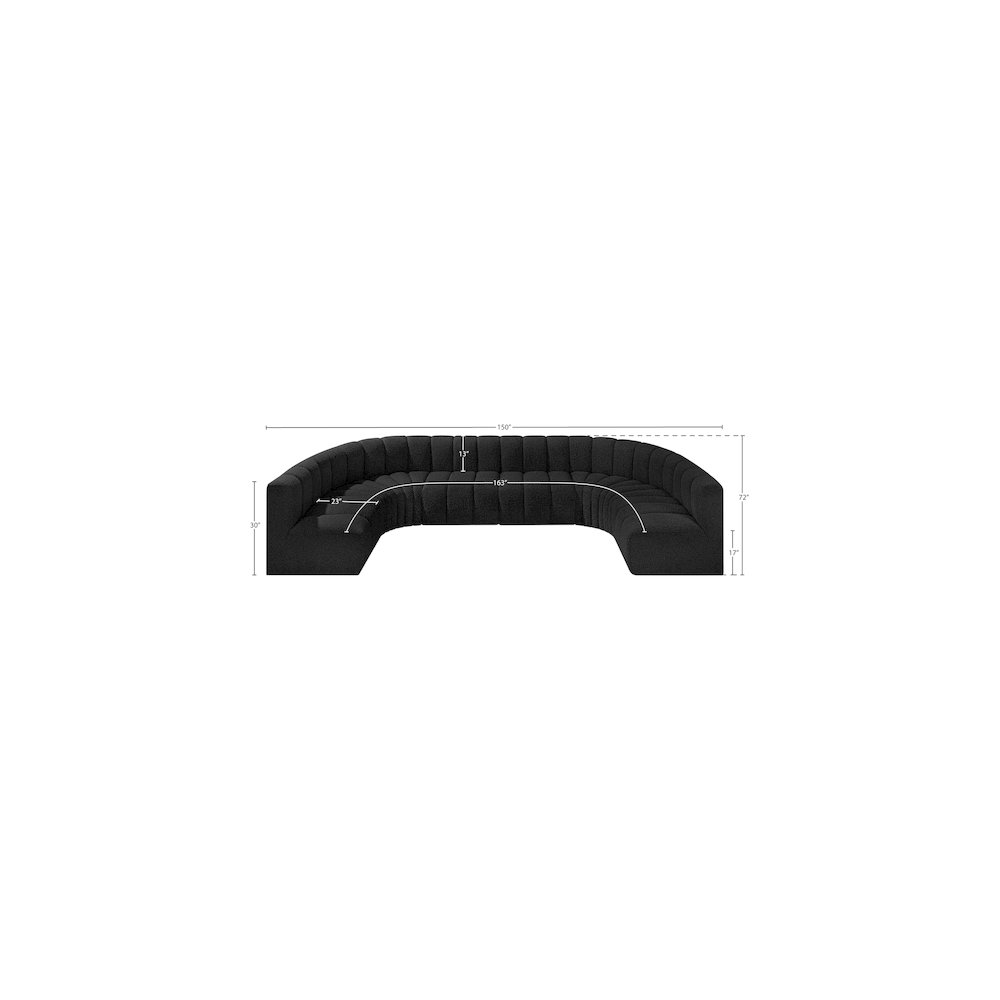 Arc Black Boucle Fabric Modular Sofa