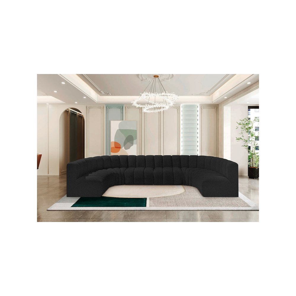 Arc Black Boucle Fabric Modular Sofa