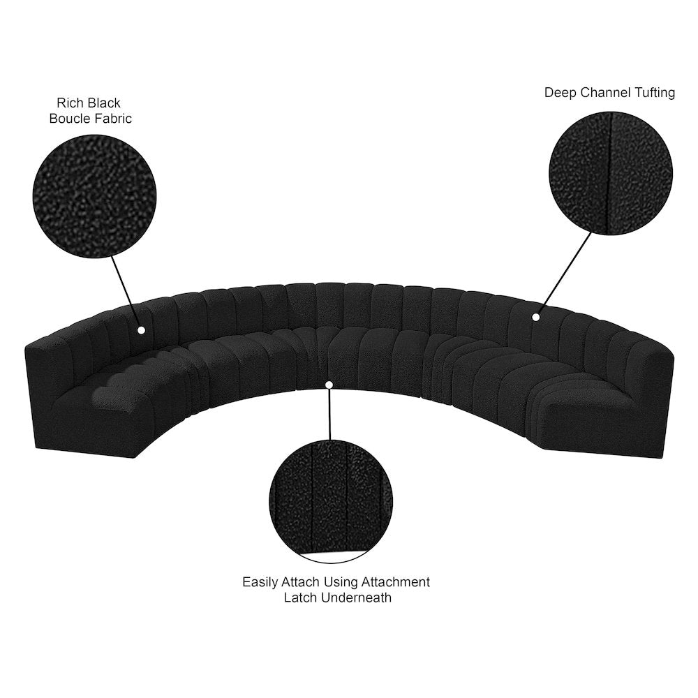 Arc Black Boucle Fabric Modular Sofa