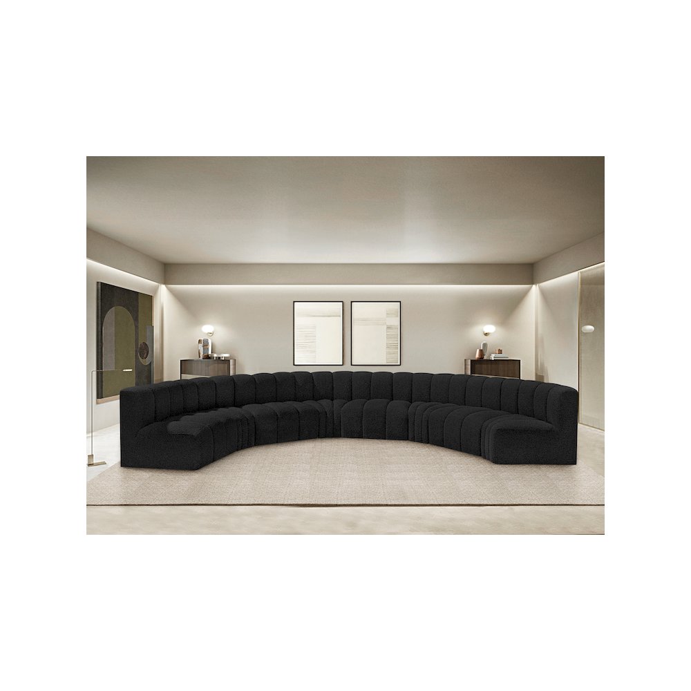 Arc Black Boucle Fabric Modular Sofa
