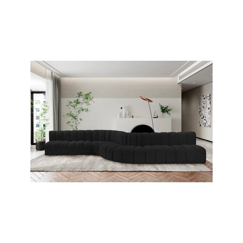 Arc Black Boucle Fabric Modular Sofa