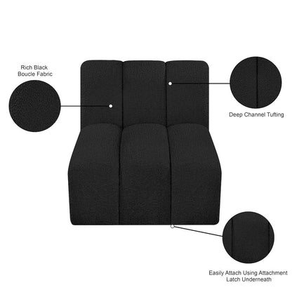 Arc Black Boucle Fabric Straight Chair
