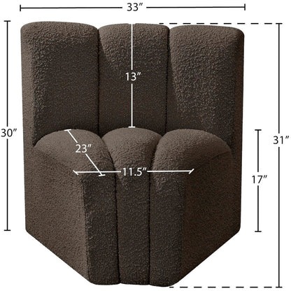 Arc Brown Boucle Fabric Curved Corner