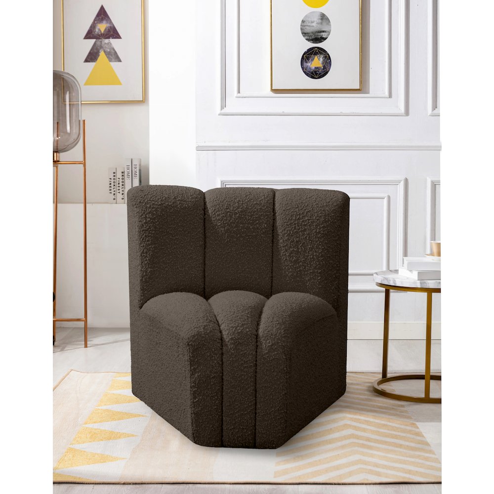 Arc Brown Boucle Fabric Curved Corner