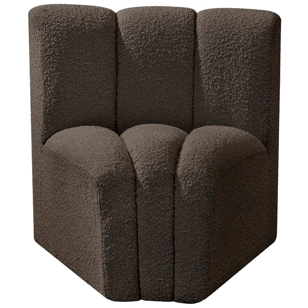 Arc Brown Boucle Fabric Curved Corner