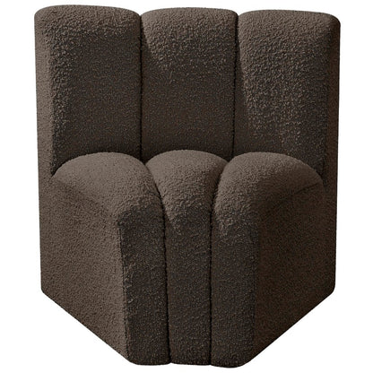 Arc Brown Boucle Fabric Curved Corner