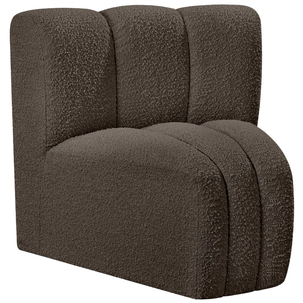 Arc Brown Boucle Fabric Curved Corner