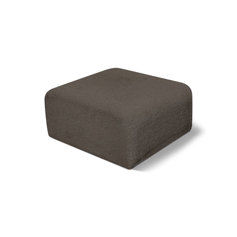 Arc Brown Boucle Fabric Ottoman