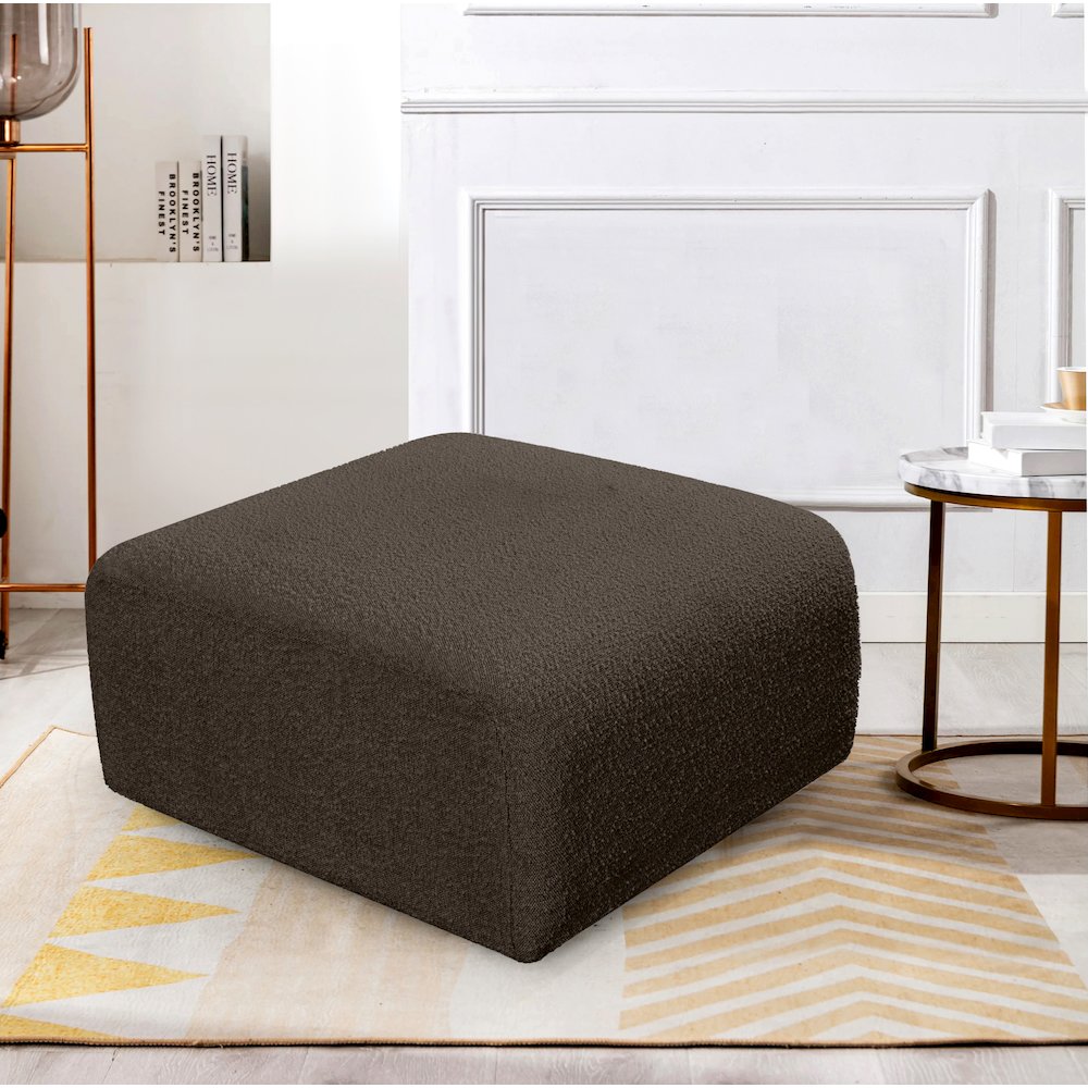 Arc Brown Boucle Fabric Ottoman