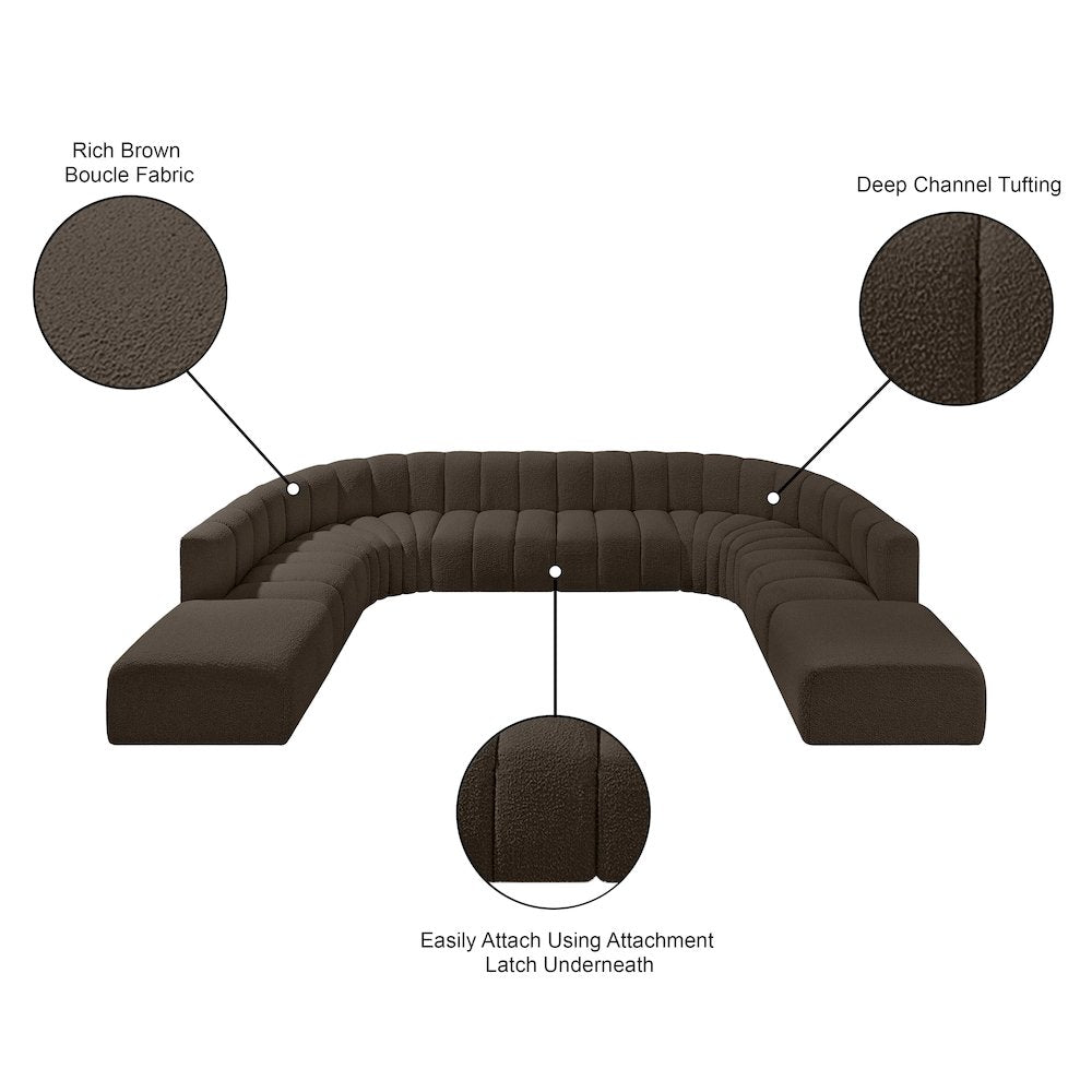 Arc Brown Boucle Fabric Modular Sofa