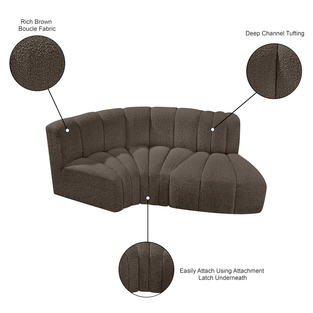 Arc Brown Boucle Fabric Modular Sofa