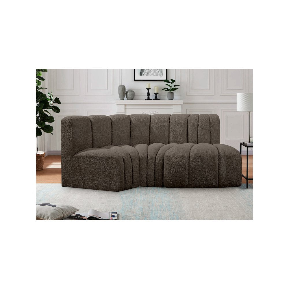Arc Brown Boucle Fabric Modular Sofa