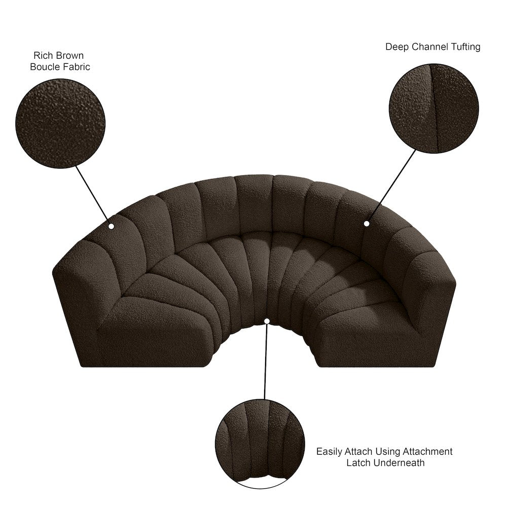 Arc Brown Boucle Fabric Modular Sofa