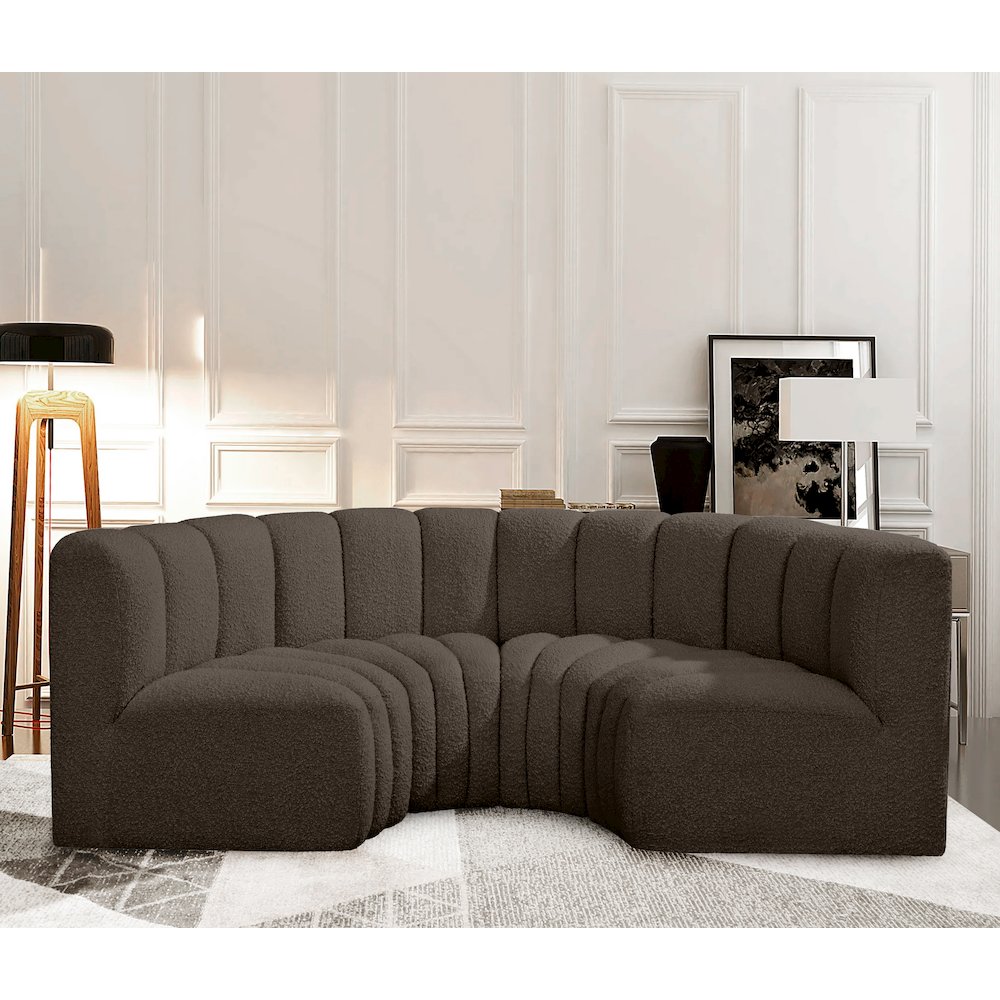 Arc Brown Boucle Fabric Modular Sofa