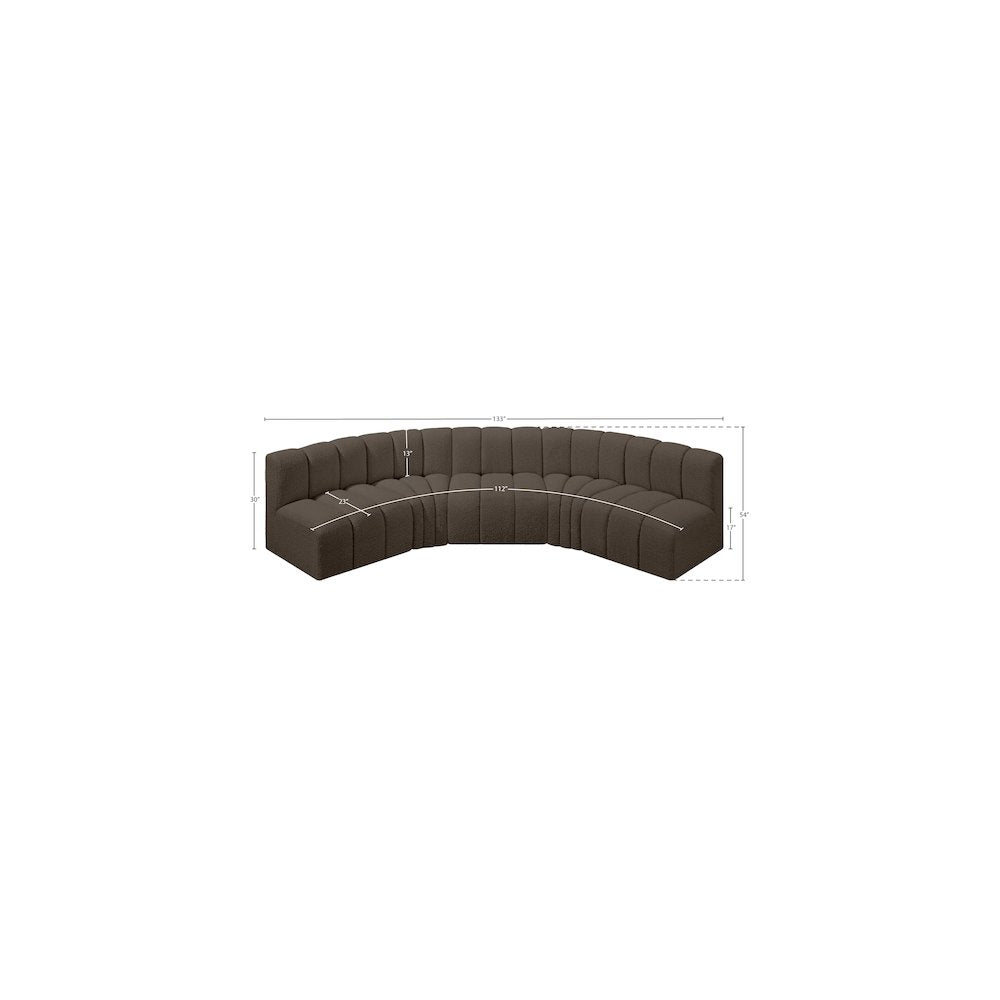 Arc Brown Boucle Fabric Modular Sofa