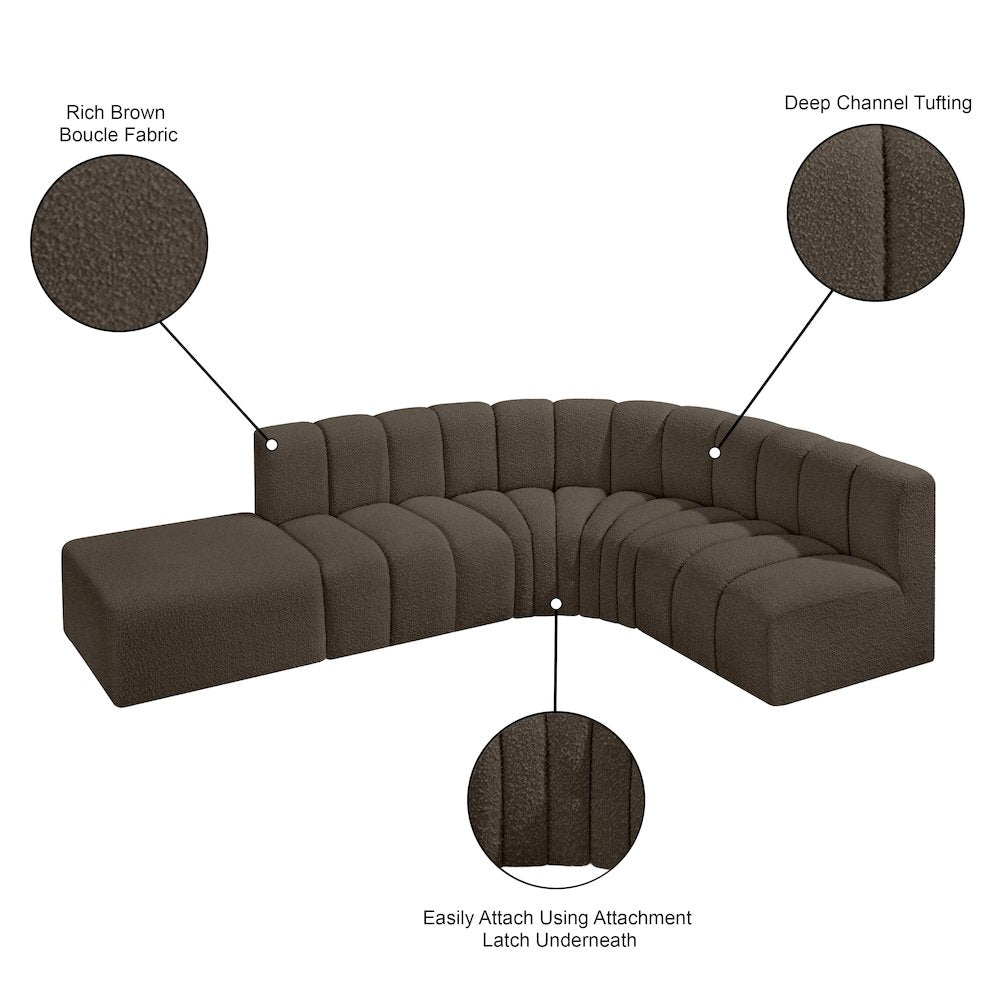 Arc Brown Boucle Fabric Modular Sofa