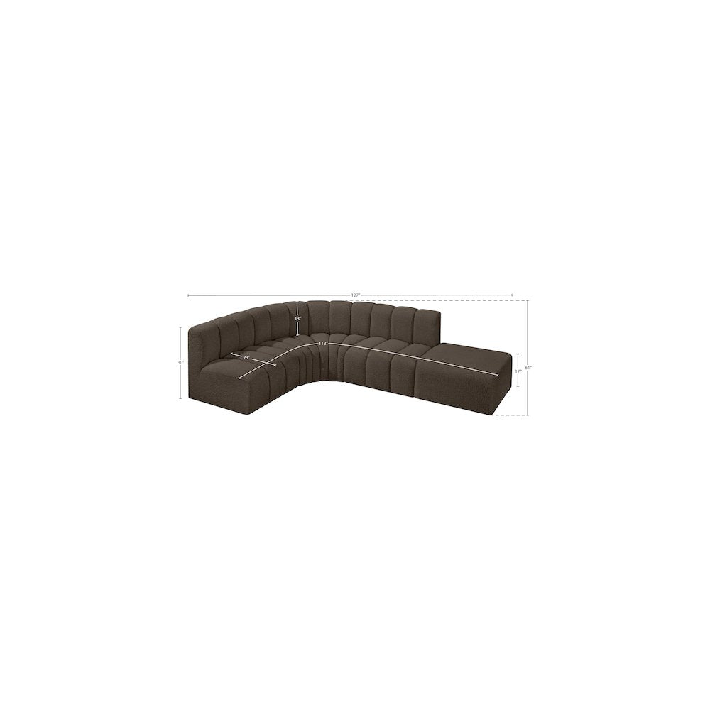 Arc Brown Boucle Fabric Modular Sofa