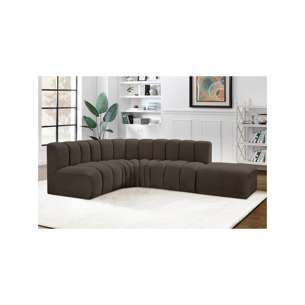 Arc Brown Boucle Fabric Modular Sofa