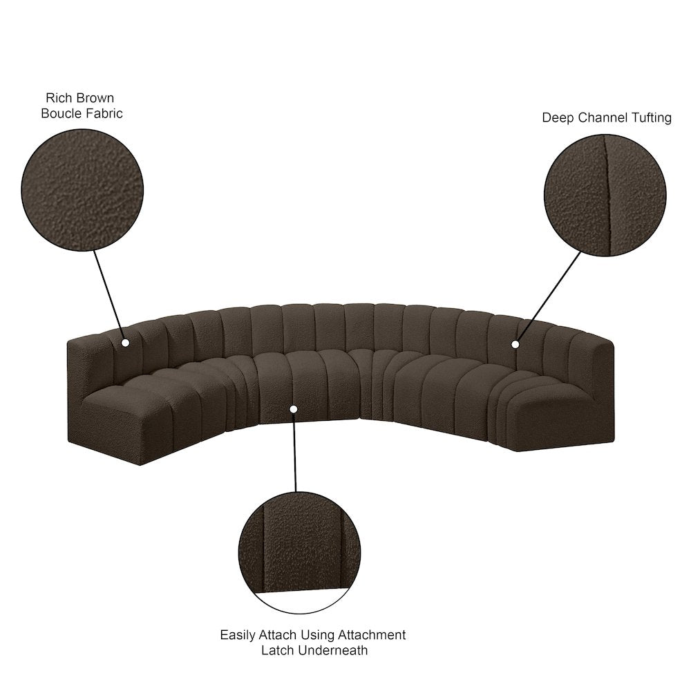Arc Brown Boucle Fabric Modular Sofa