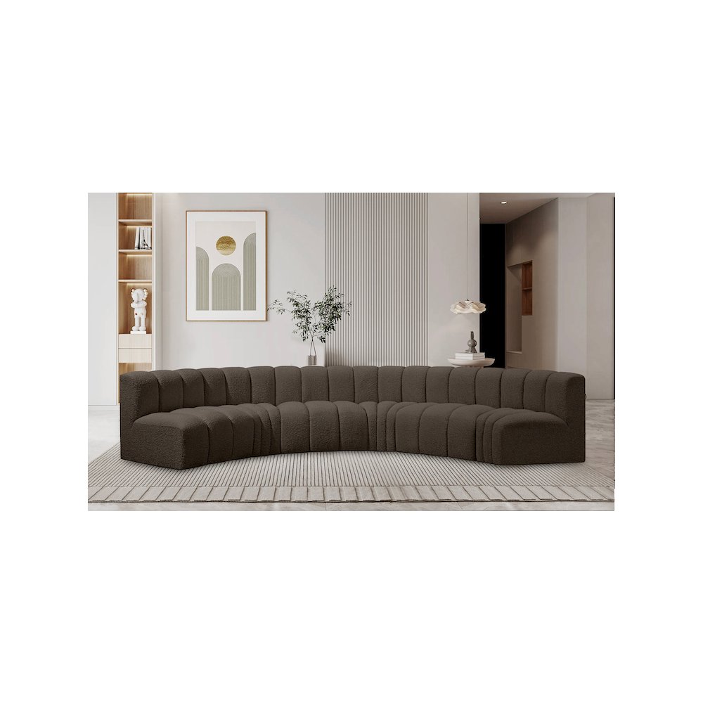 Arc Brown Boucle Fabric Modular Sofa