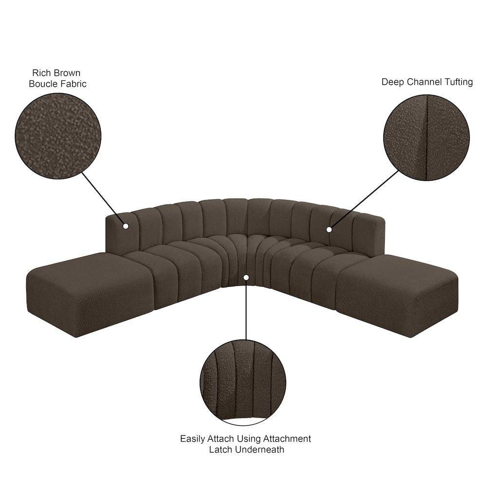 Arc Brown Boucle Fabric Modular Sofa