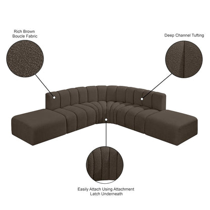 Arc Brown Boucle Fabric Modular Sofa