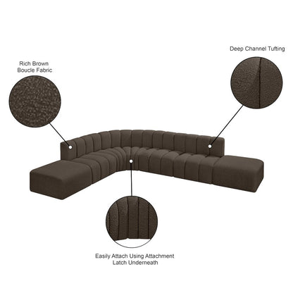 Arc Brown Boucle Fabric Modular Sofa