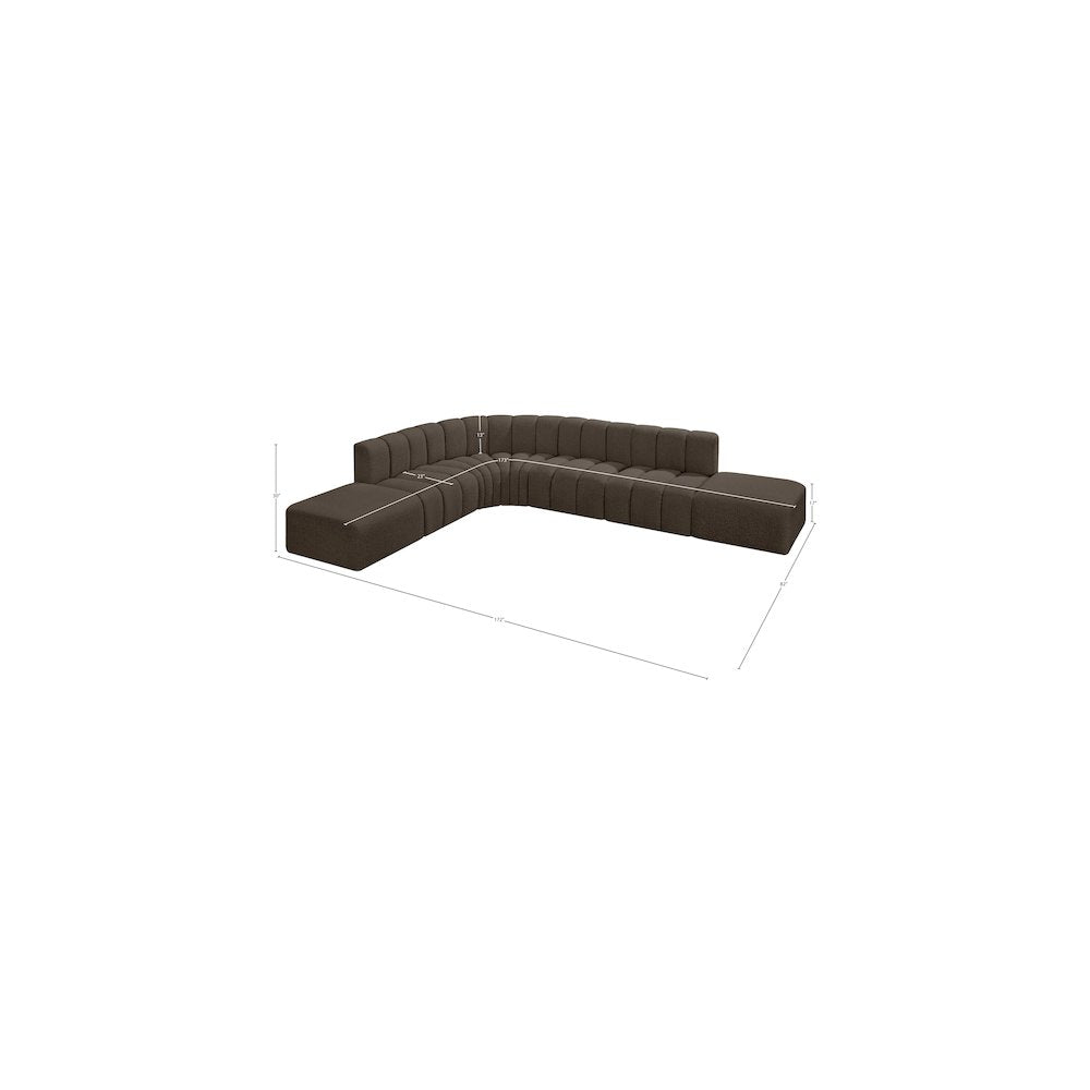 Arc Brown Boucle Fabric Modular Sofa