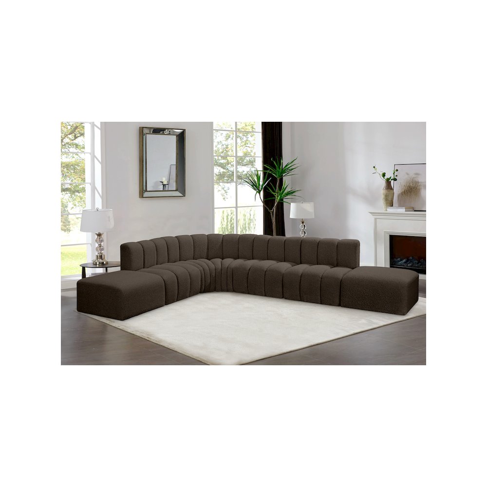 Arc Brown Boucle Fabric Modular Sofa