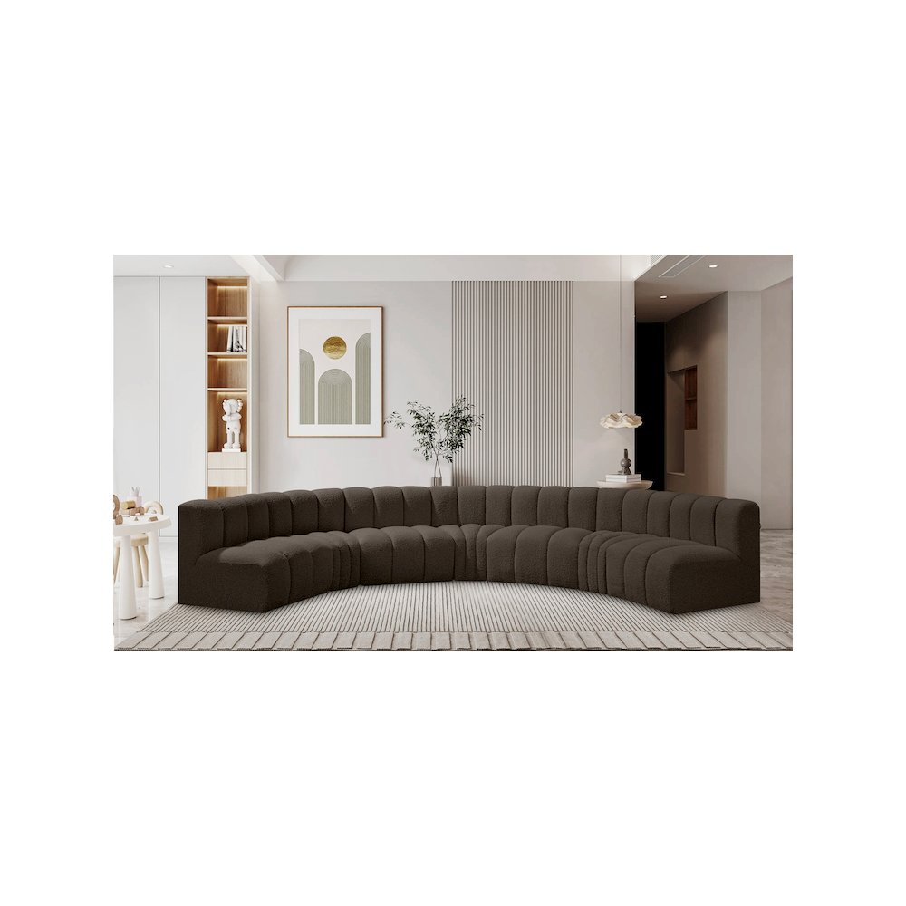 Arc Brown Boucle Fabric Modular Sofa