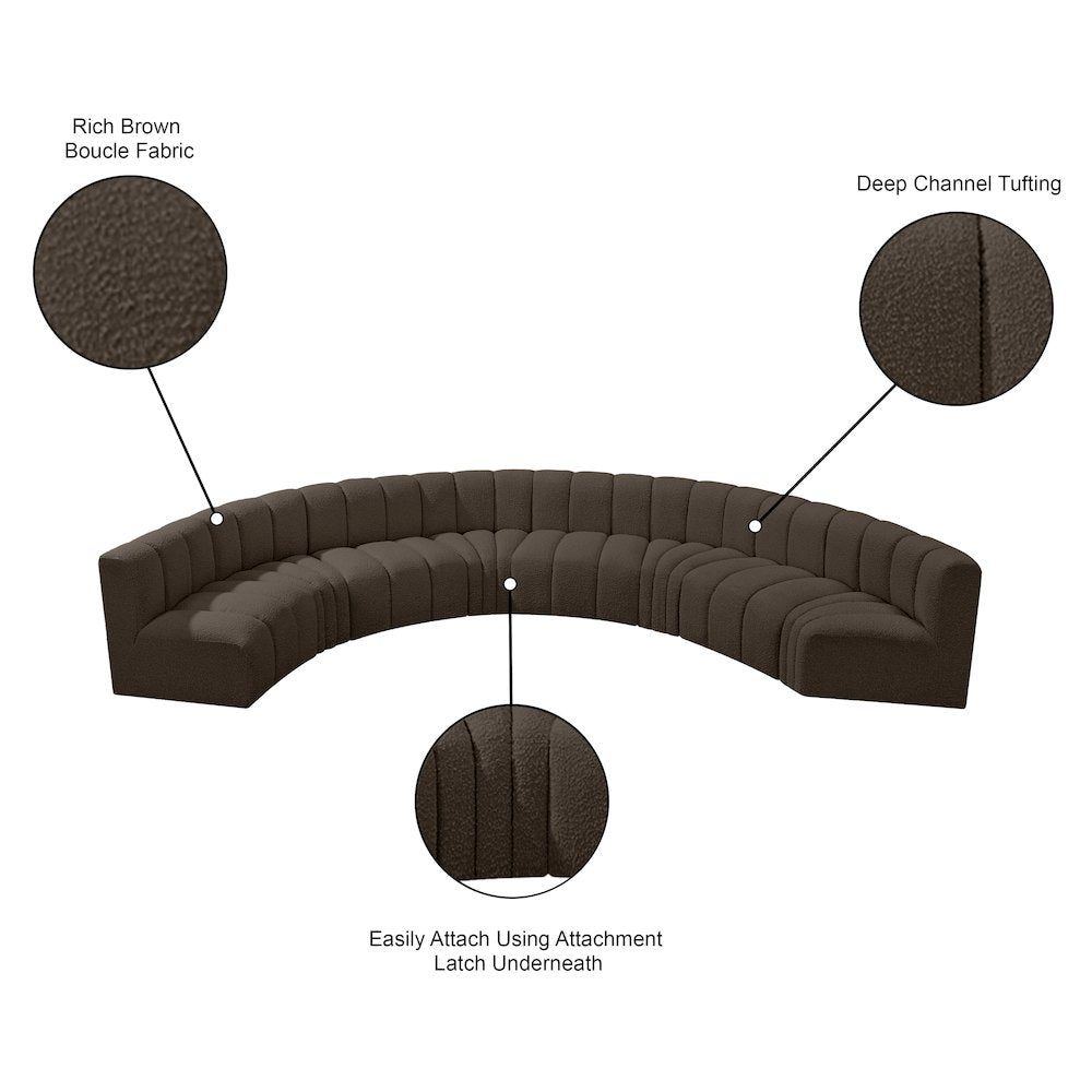 Arc Brown Boucle Fabric Modular Sofa