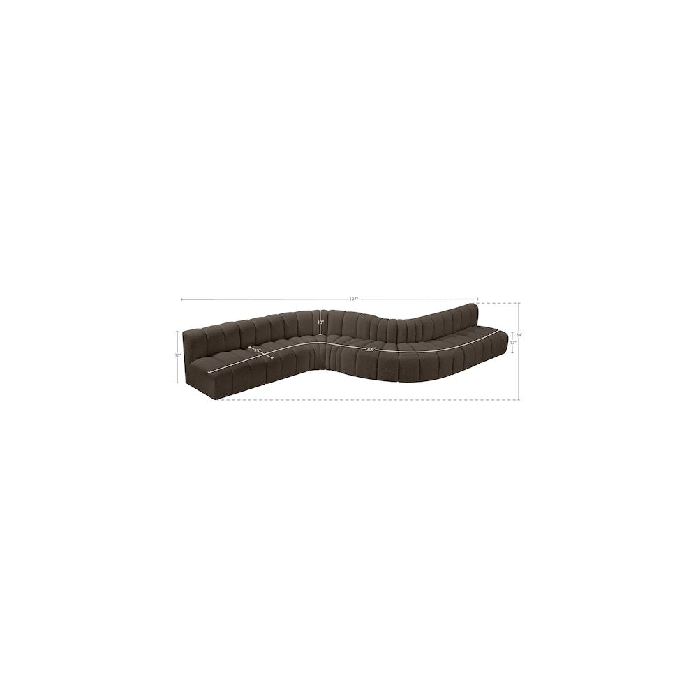 Arc Brown Boucle Fabric Modular Sofa