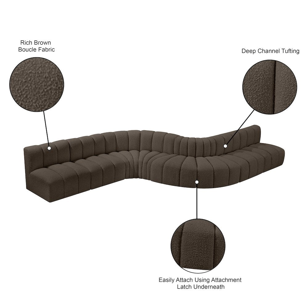 Arc Brown Boucle Fabric Modular Sofa