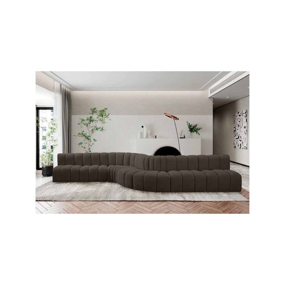 Arc Brown Boucle Fabric Modular Sofa