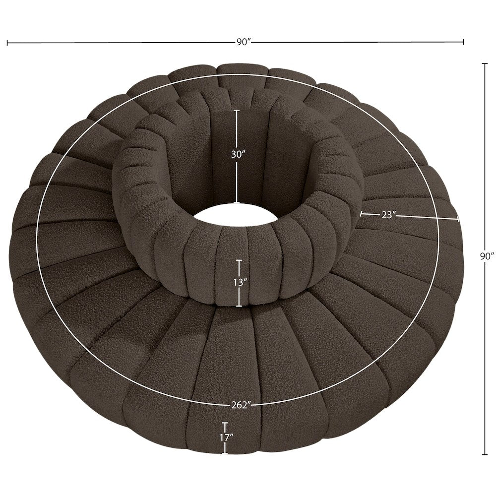 Arc Brown Boucle Fabric Modular Sofa