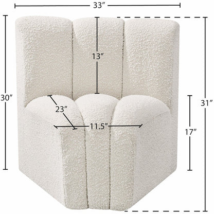 Arc Cream Boucle Fabric Curved Corner